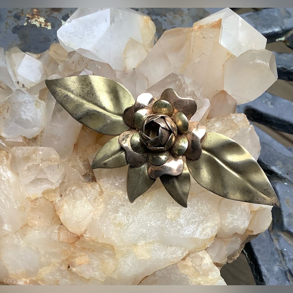 Vintage Marked Lang Sterling Floral Brooch